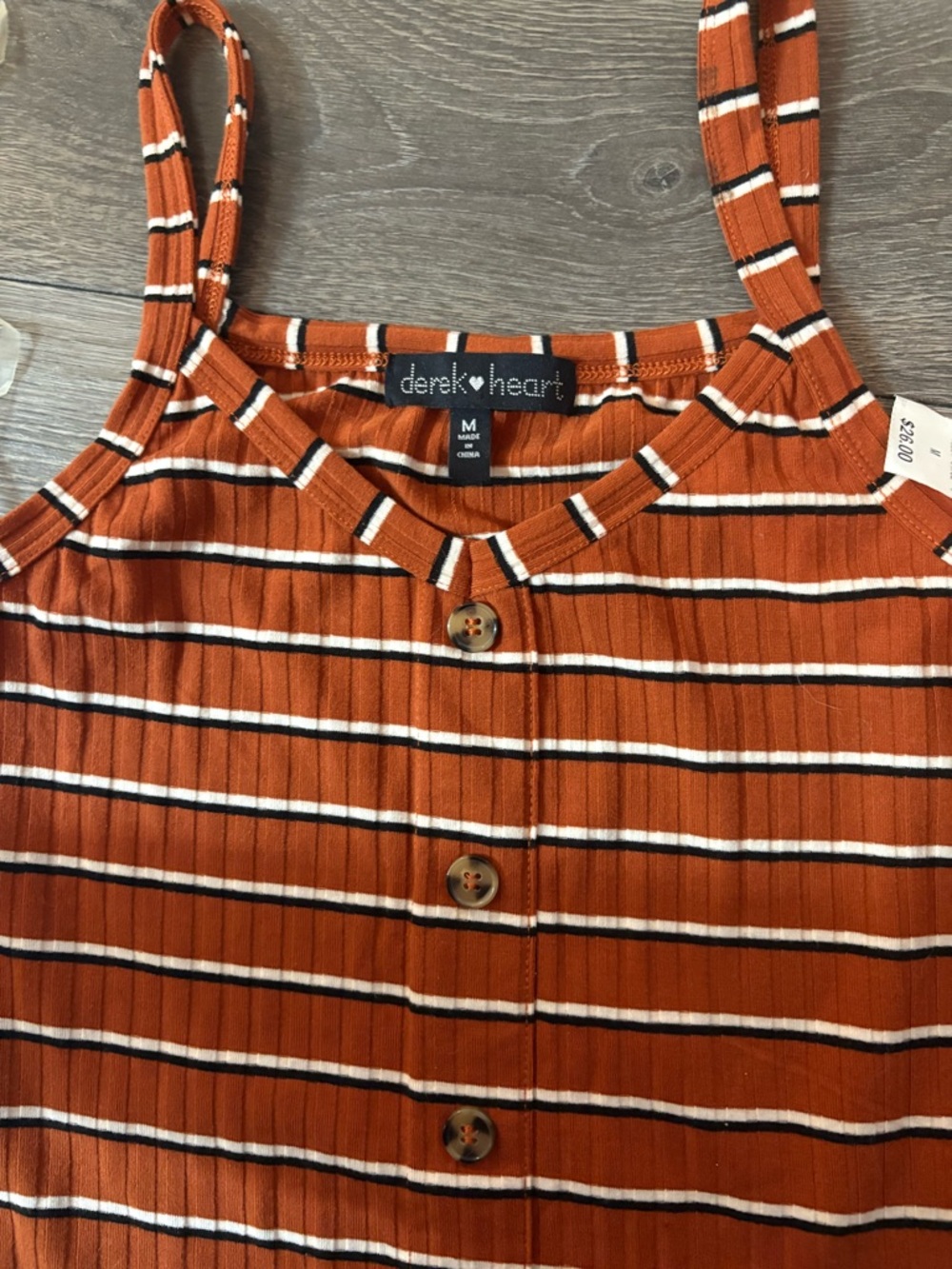 Derek Heart Rust Orange Striped Midi Dress - Picture 2 of 4